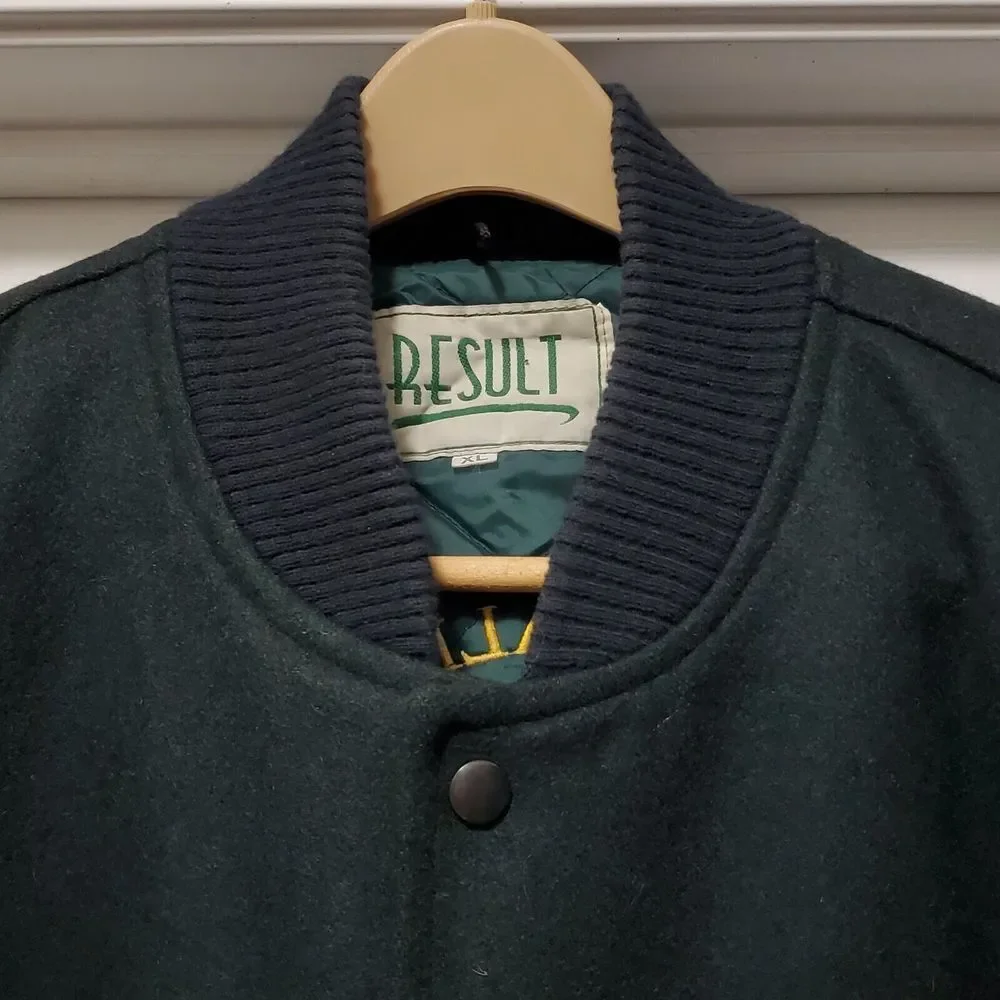 Vintage Englands Ribblesdale Park Polo Team Green Letterman Jacket Men's 2X Rare